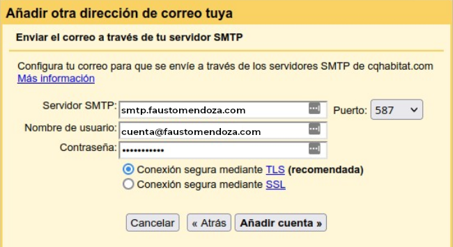 Configurar SMTP de cuenta de correo corporativa para usar en Gmail | faustomendoza.com